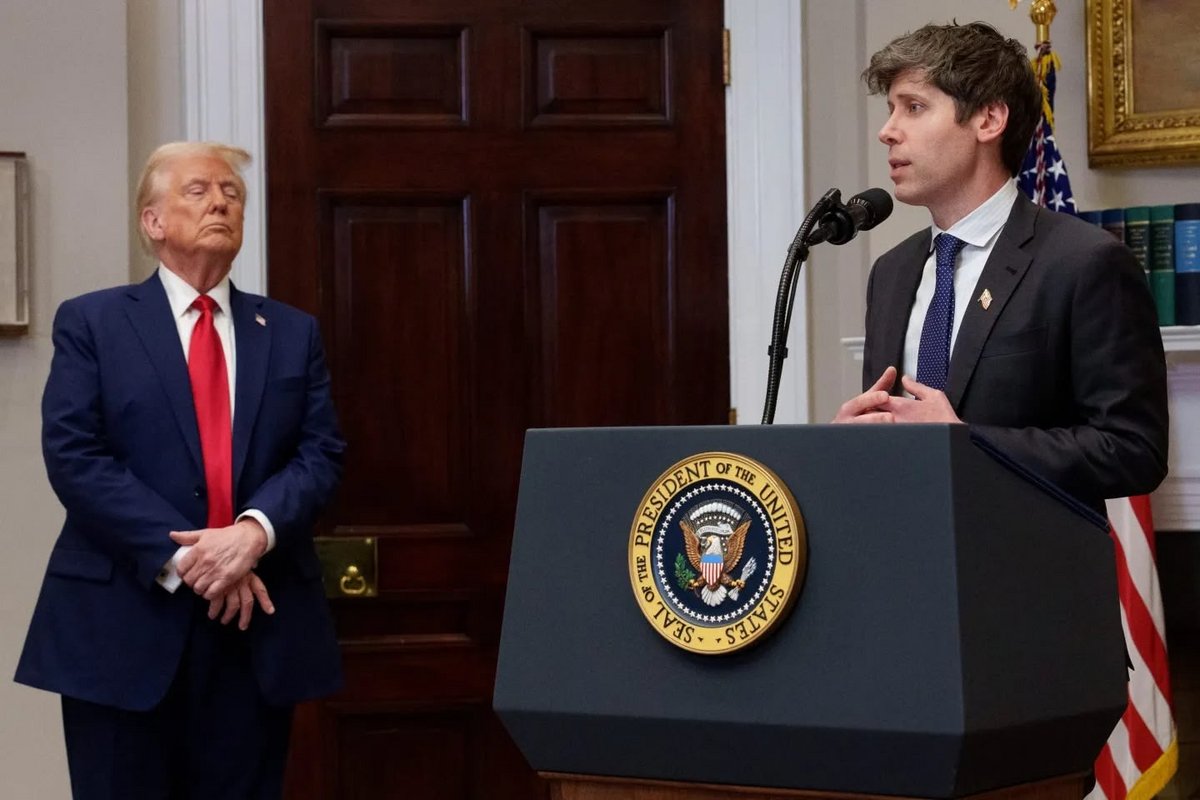 Sam Altman auprès de Trump lors de l'annonce du projet Stargate. © Andrew Harnik/Getty Images