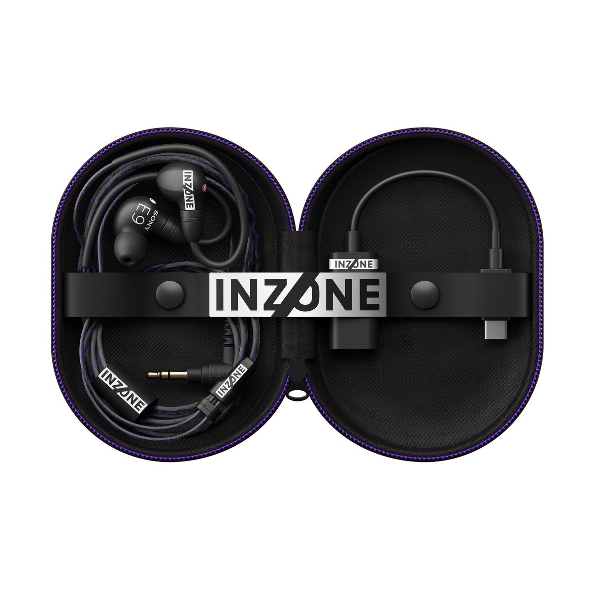 Les Sony INZONE E9 sont fournis avec leur pochette et un adaptateur. ©Sony