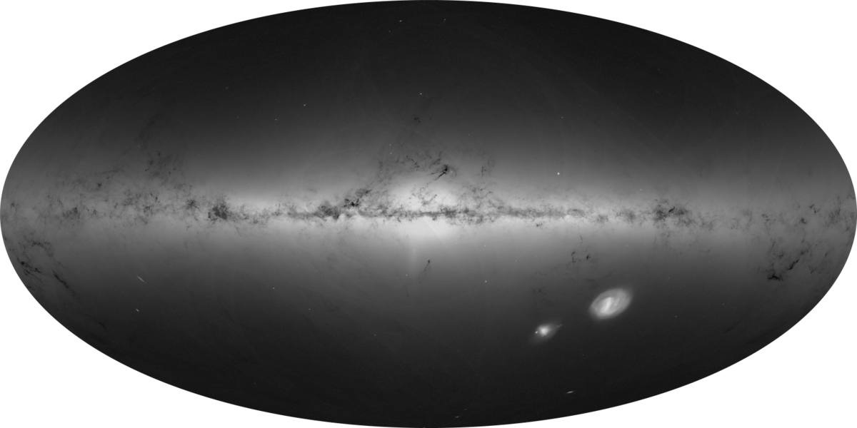 La Voie lactée, ses nuages de gaz et ses milliards d'étoiles… © ESA/Gaia/DPAC; CC BY-SA 3.0 IGO. Acknowledgement: A. Moitinho and M. Barros