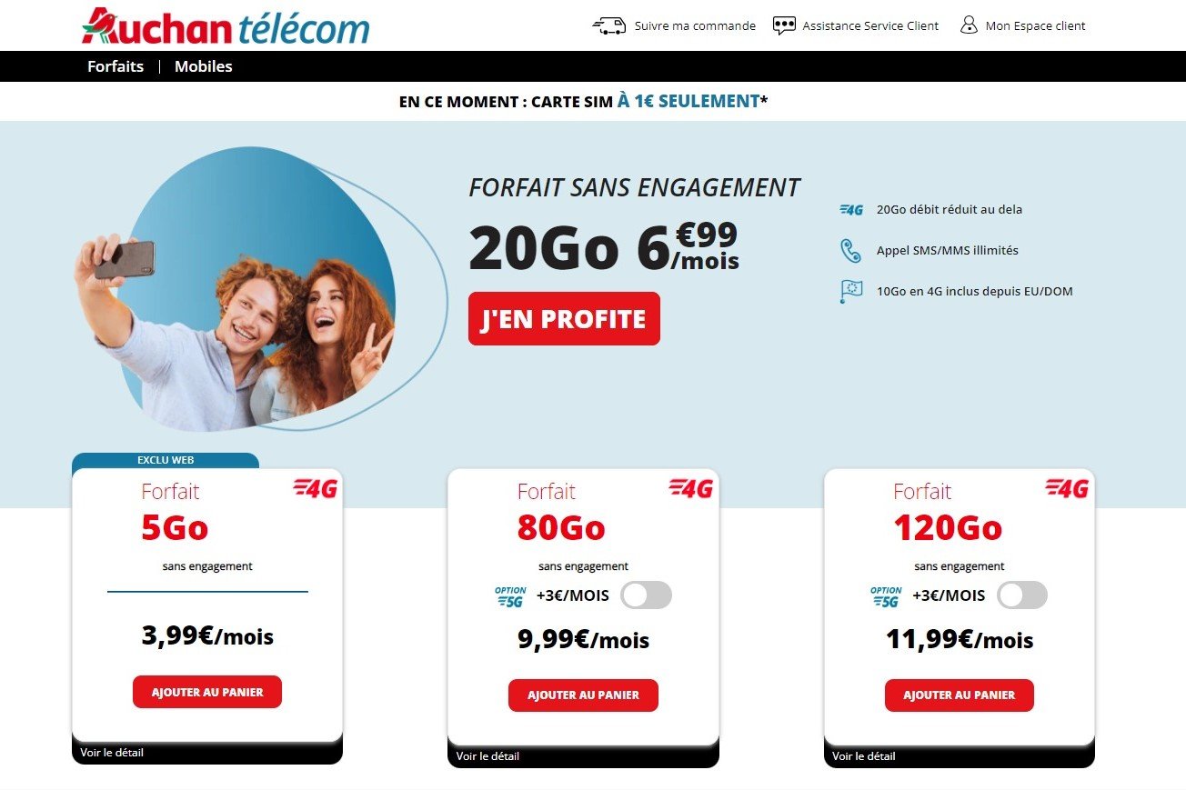 Capture d'écran du site Auchan Telecom © Alexandre Boero / Clubic