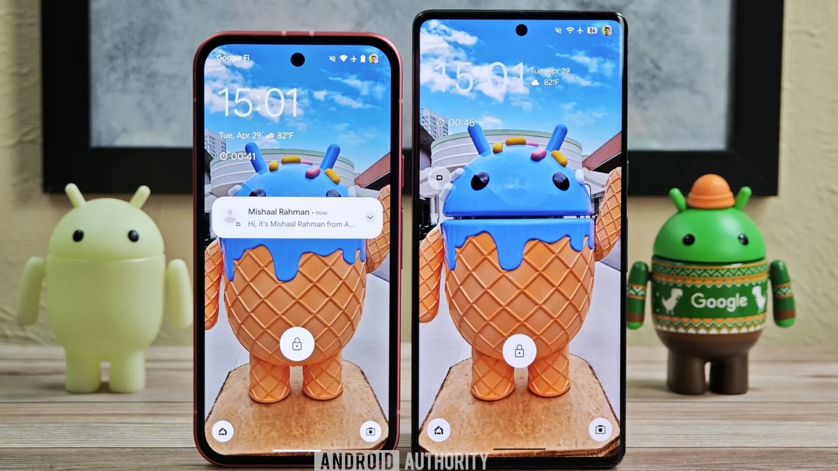 Notifications compactes, réorganisation des informations affichées, icônes système revues : l'écran de verrouillage d'Android 16 devrait gagner en clarté. © Android Authority