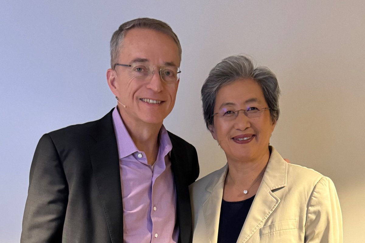 Lisa Su et Pat Gelsinger, les P.-D.G. respectifs d'AMD et d'Intel © AMD / Intel