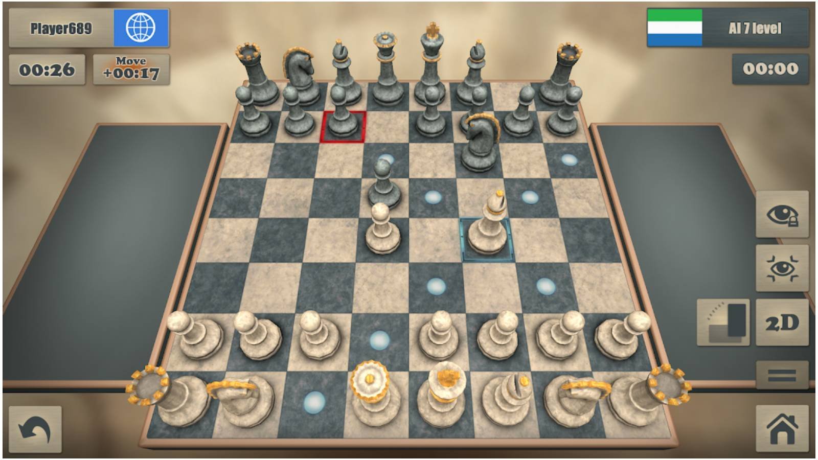 Real Chess Online permet de jouer aux échecs en ligne, avec des profils de joueurs, des fonctions sociales et la gestion de plusieurs données personnelles. © Alienforce