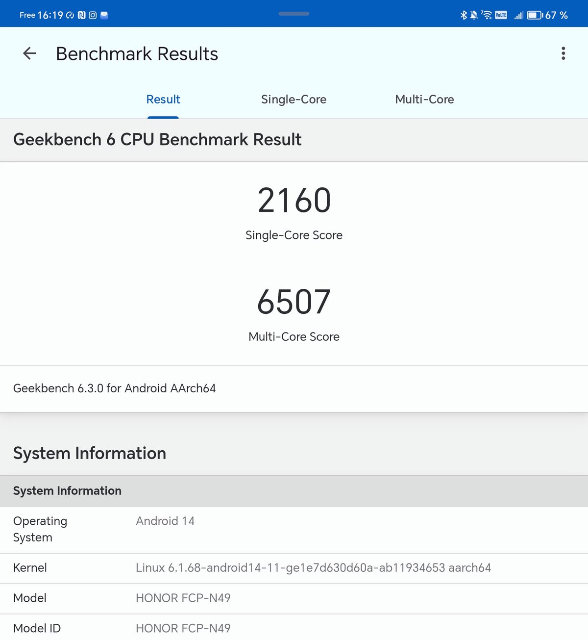 Les performances avec Geekbench