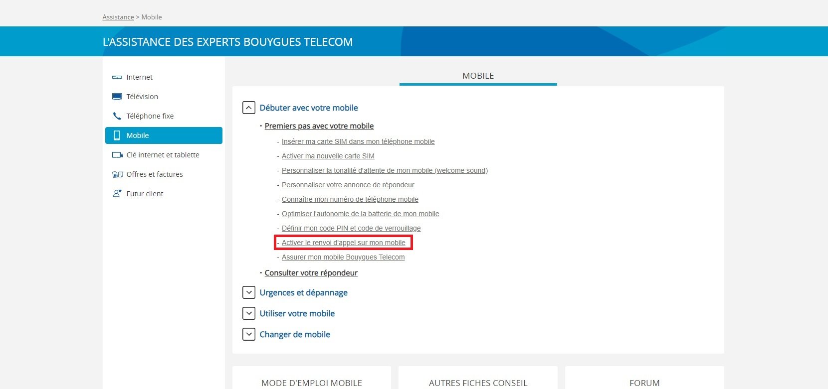 Transfert appel Bouygues
