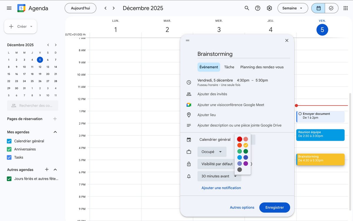 Utilisez un code couleur. ©Google