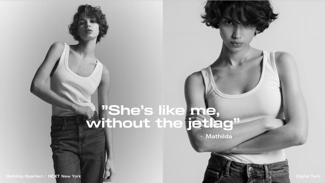 La mannequin elle-même ne se distingue pas de sa jumelle numérique - Capture d'écran © Business Of Fashion / Mélina Loupia pour Clubic