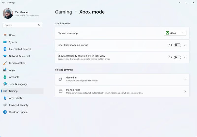 Le mode Xbox commence à débarquer sur les PC Windows 11 24H2 et 25H2 pour rapprocher l’expérience PC de celle d’une console, sans couper les ponts avec le bureau classique. © Microsoft