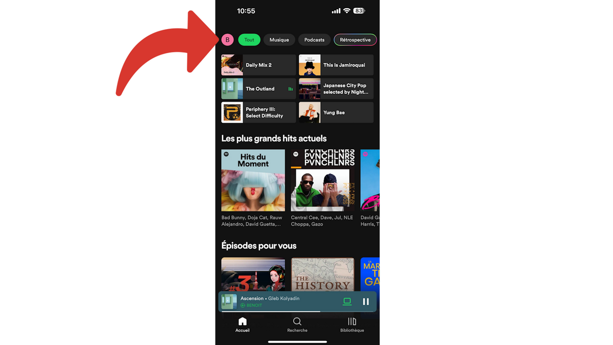Accéder au compte Spotify via iOS © Benoit Baylé pour Clubic