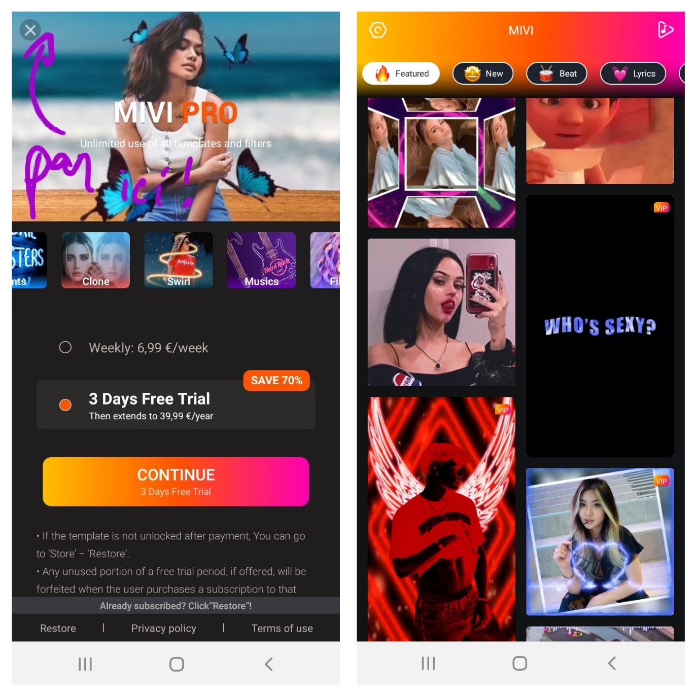 Capture d'écran du test de Mivi : Music & beat video maker (1)