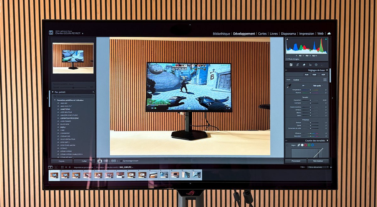 Une séance retouche photos sur Lightroom, pas sans reflets sur la dalle. ©Charles Gouin-Peyrot pour Clubic