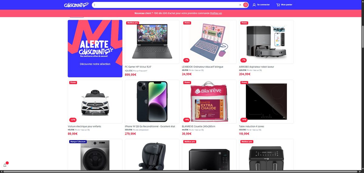 Capture d'écran du site Cdiscount. © Alexandre Boero / Clubic