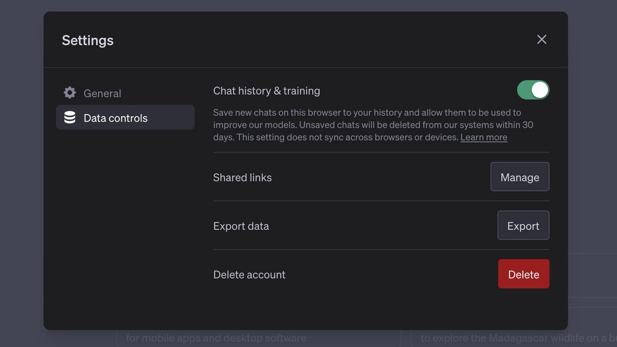 chatgpt data controls