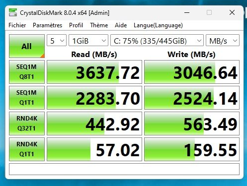 Les performances avec CrystalDiskMark© Nathan Le Gohlisse pour Clubic