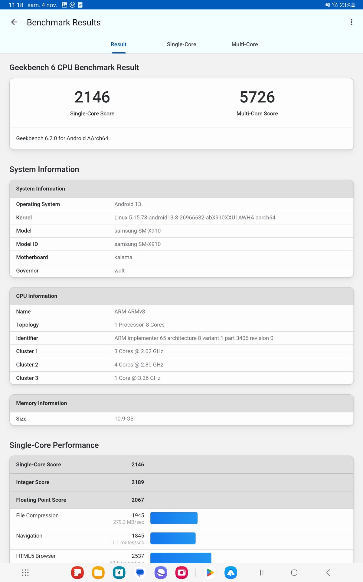 Benchmark Samsung Galaxy S9 Tab Ultra