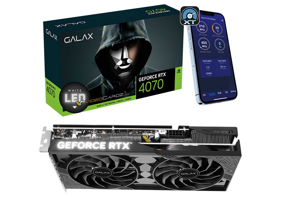 Galax GeForce RTX 4070 1-Click OC 2X : un des premiers modèles disponibles © VideoCardz