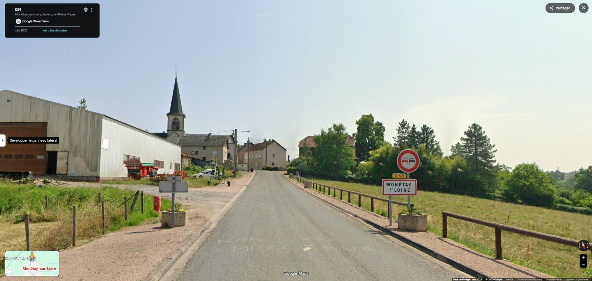 À Monétay-sur-Loire, la connexion internet et le réseau mobile, c'est pas vraiment ça © Google Maps / Clubic