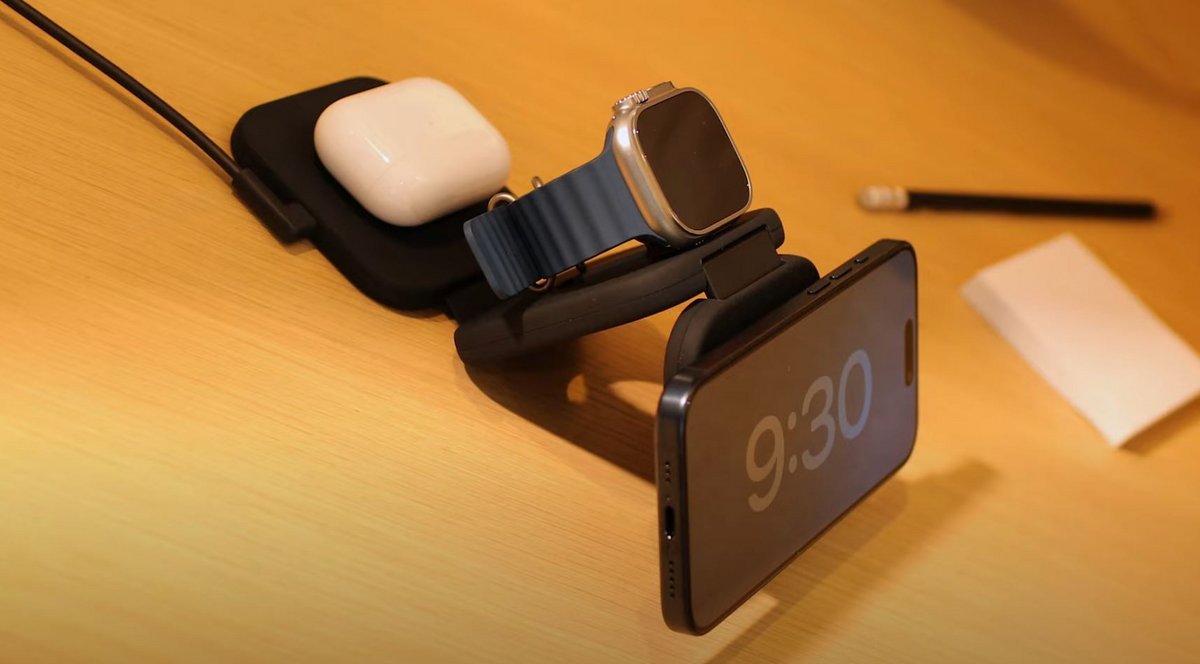 La triplette infernale : iPhone, Apple Watch et AirPods. ©Belkin