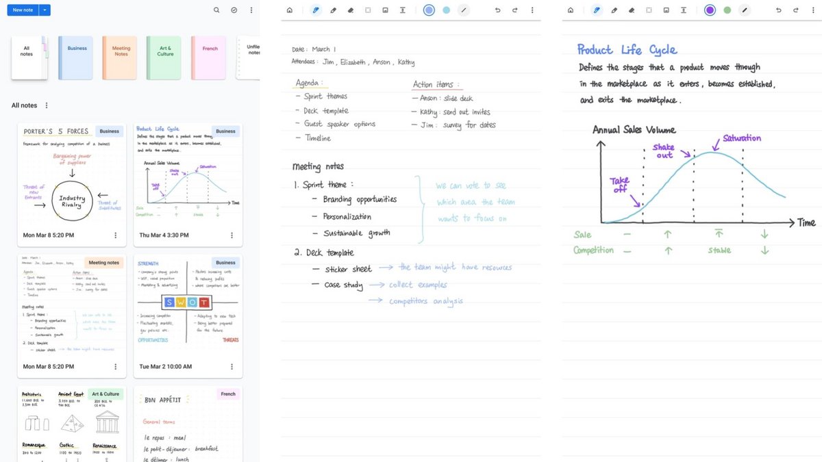 Exemples de prise de note dans Cursive