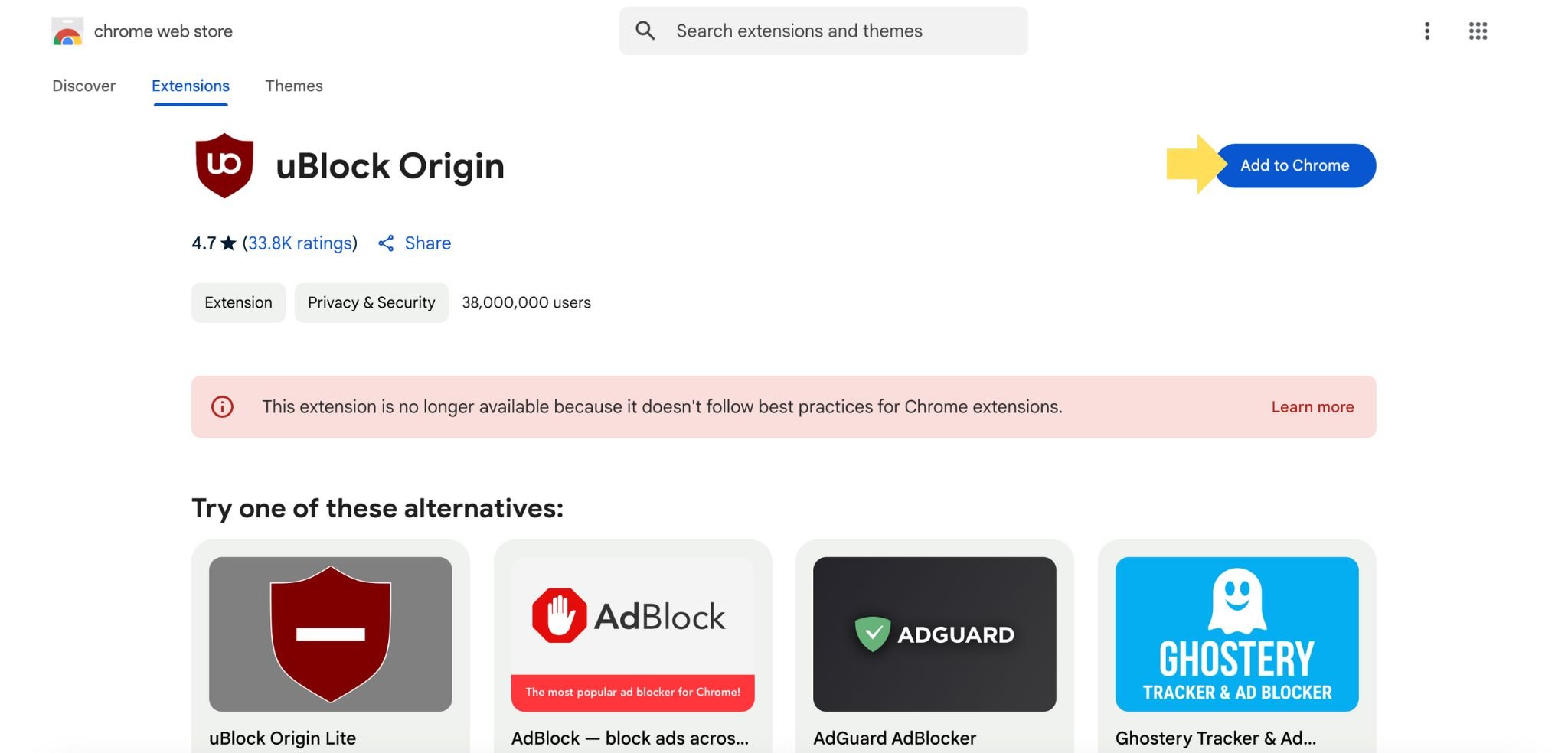 Ciao uBlock Origin.© Mia Ogouchi