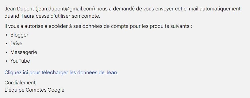 E-mail type envoyé par Google (© Google)