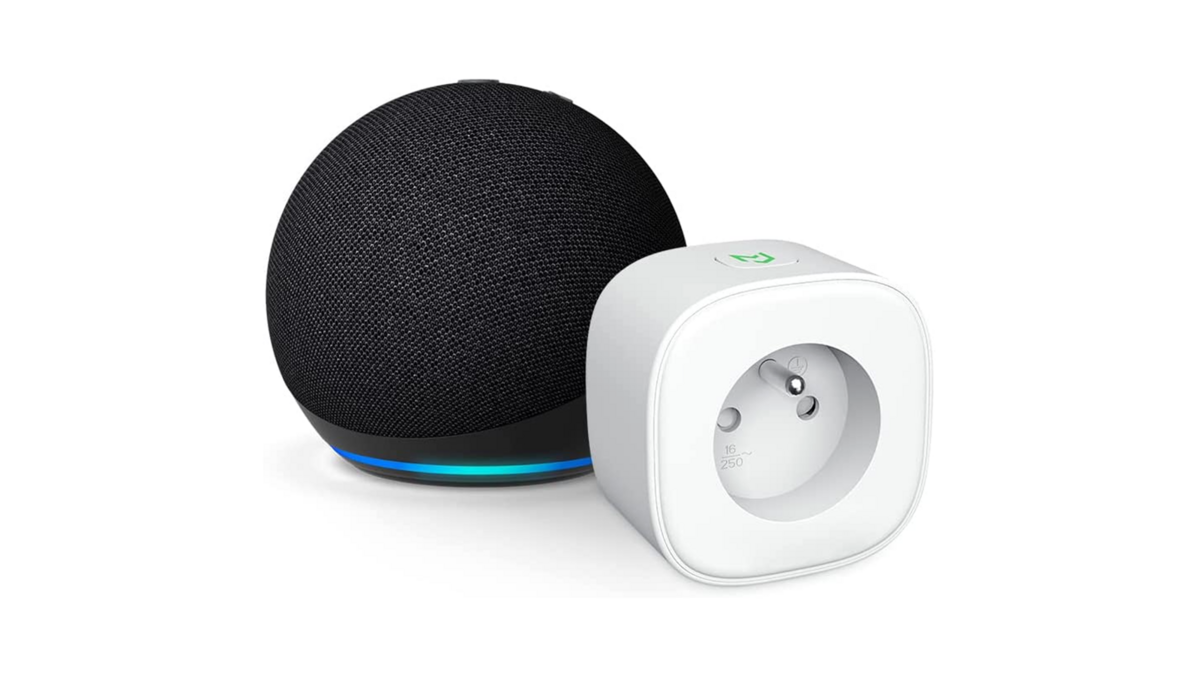 L'assistant vocal Amazon Echo Dot 5 et la prise connectée Meross Smart Plug