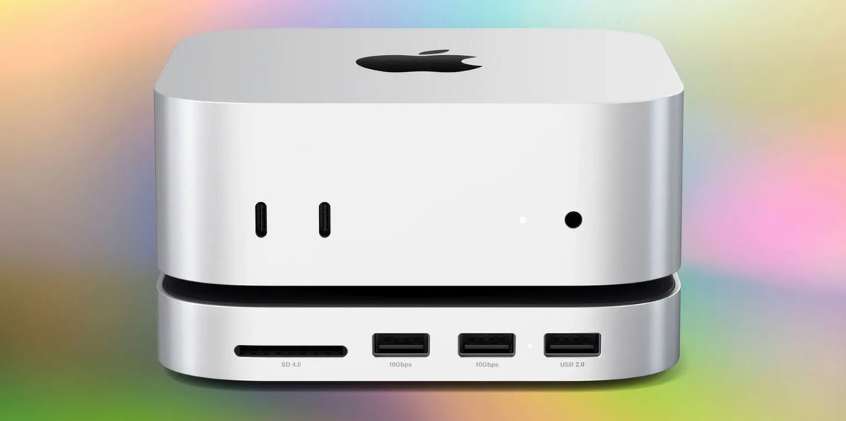 Avec cet accessoire, le Mac mini gagne de nombreuses connectiques... mais aussi la possibilité d'ajouter un SSD // © Satechi / 9to5Mac