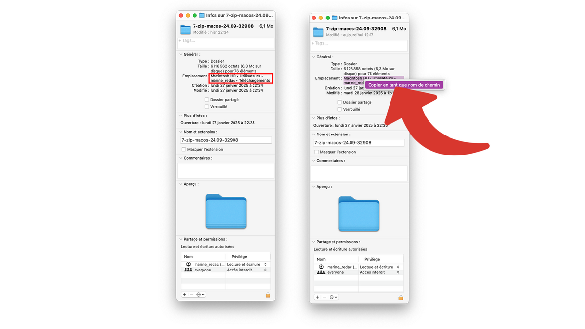 Copier le chemin pour du dossier décompressé 7-Zip pour l'installer © Clubic