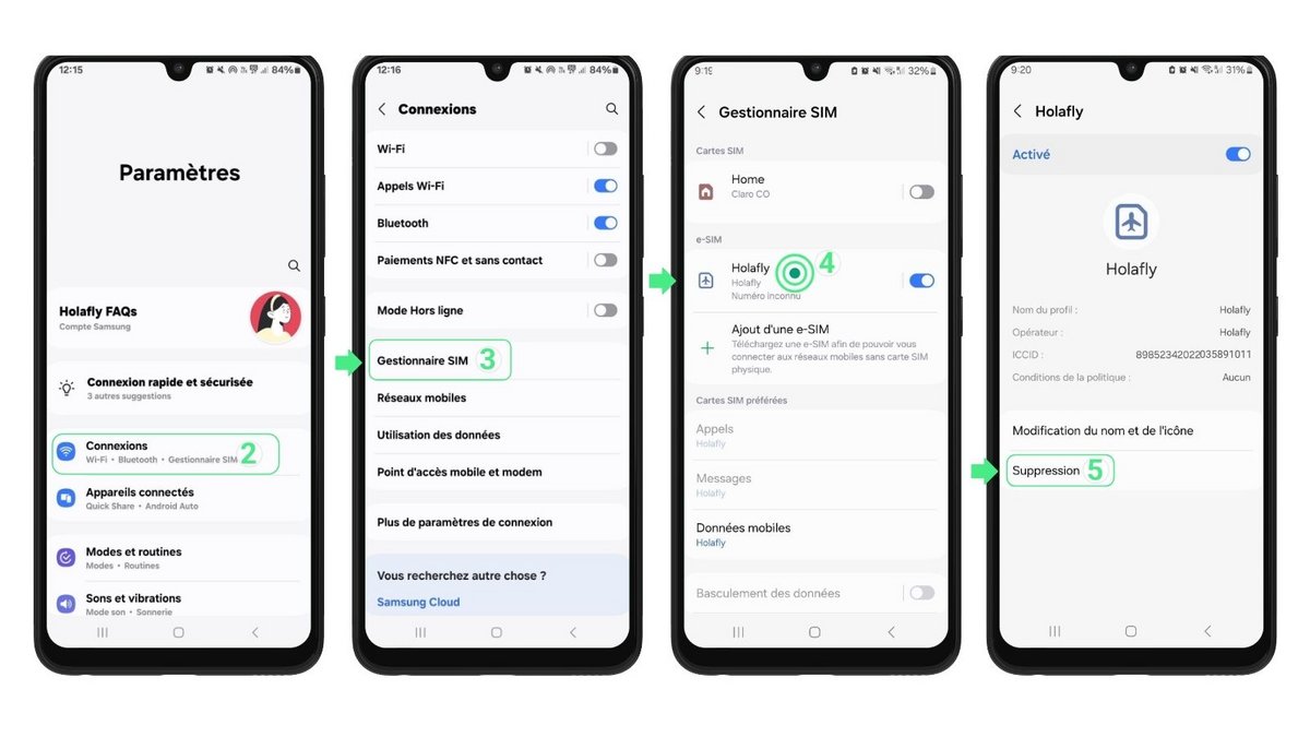 Supprimez l'eSIM de votre appareil Android - © Holafly/Apple