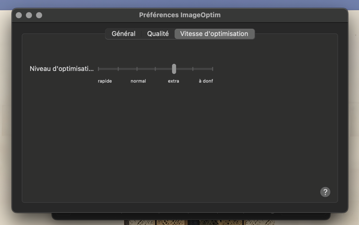 ImageOptim offre un contrôle précis sur le niveau d'optimisation souhaité.