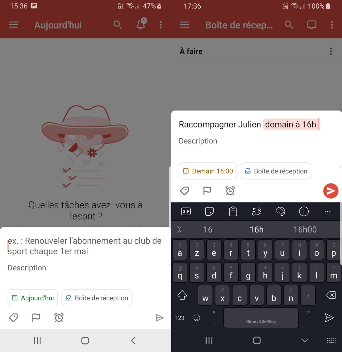 Application Todoist // Capture d'écran