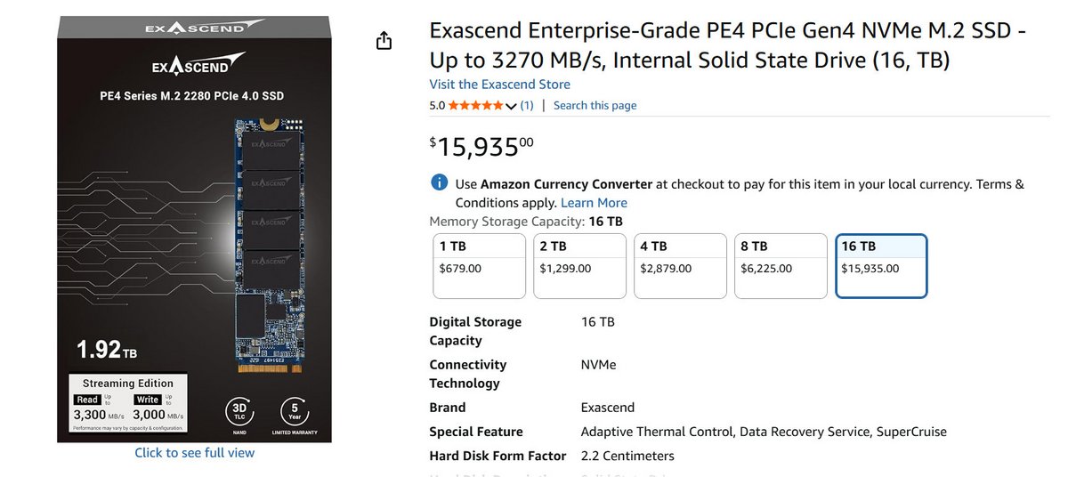 Des capacités ici comprises entre 1 To et 16 To. ©Nerces pour Clubic