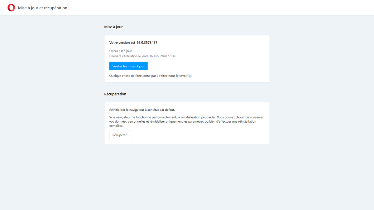 Opera gagne à être mis à jour régulièrement.