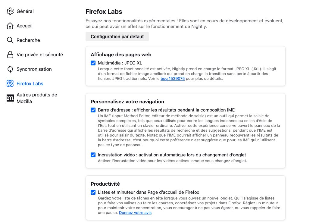 Les nouveautés à découvrir dans Firefox Labs