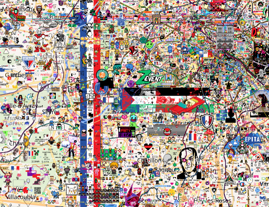 Pixel War 2025 : la France marque doucement son territoire. © Capture d'écran Clubic