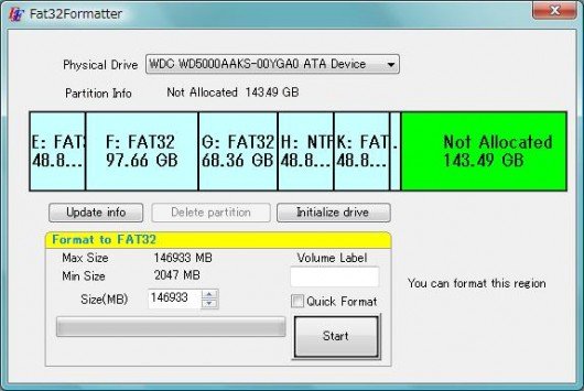 Gérez et formatez facilement vos partitions FAT32, y compris de grands volumes, en quelques clics. - © Fat32Formatter