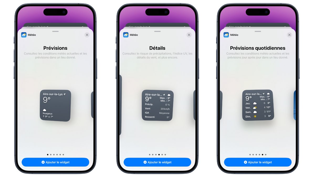 widgets meteo ios 17.2