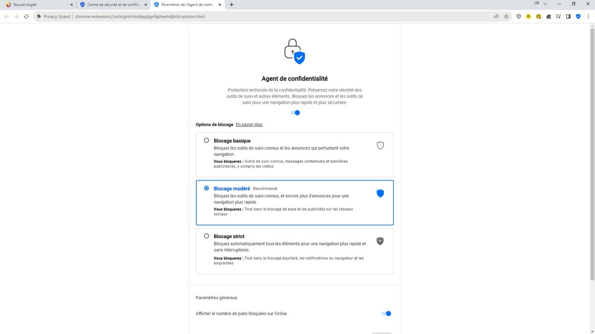 Configurer le Blocage modéré sur Norton Secure Browser  - ©Norton