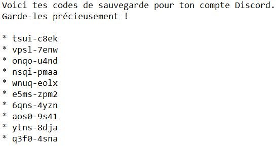 tuto discord deux facteurs codes