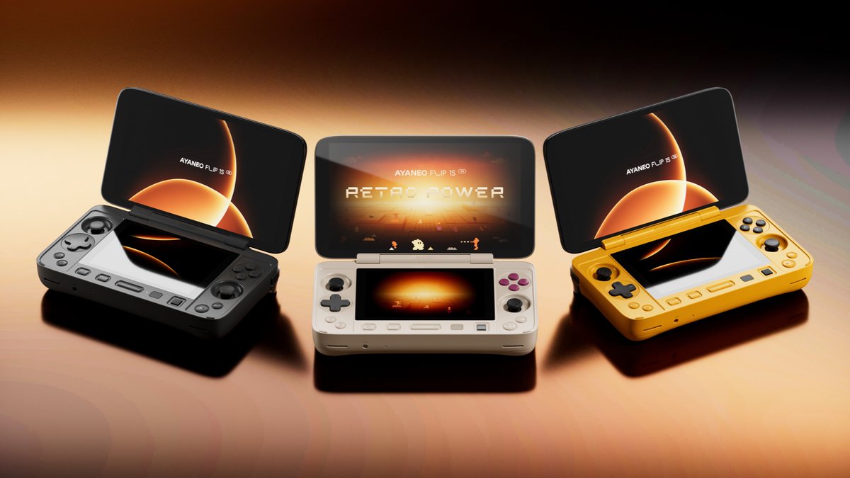 Les trois coloris disponibles : shadow black, retro power et starry yellow. ©AYANEO