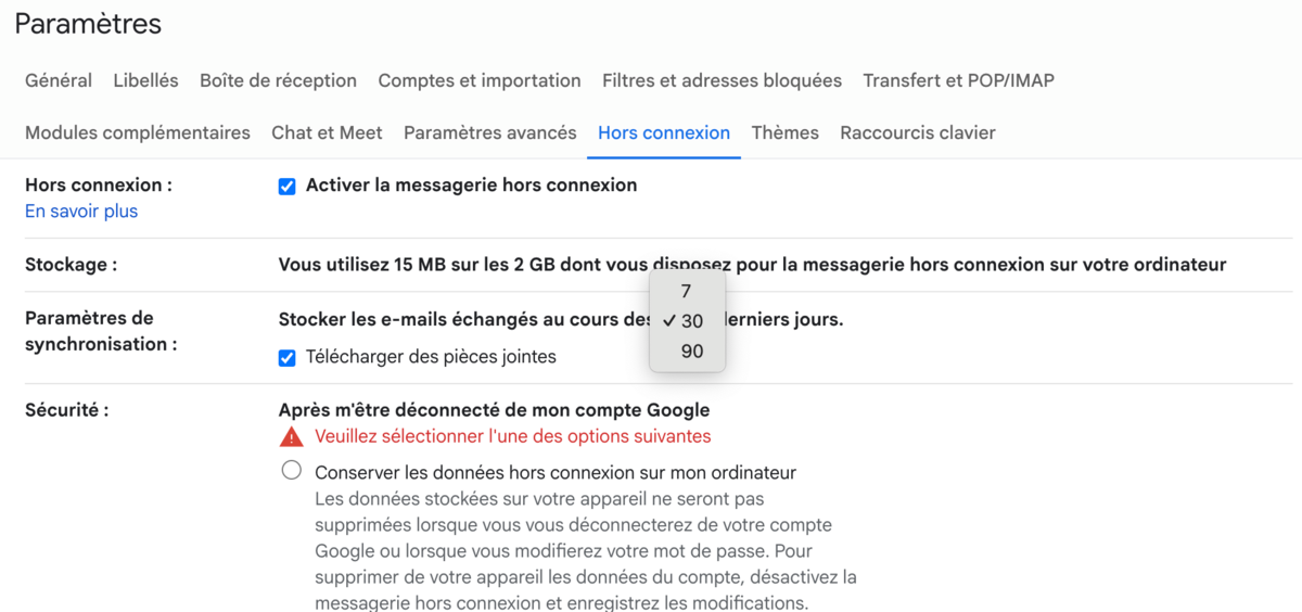 Gmail astuce 11 - Exploitez le mode hors connexion