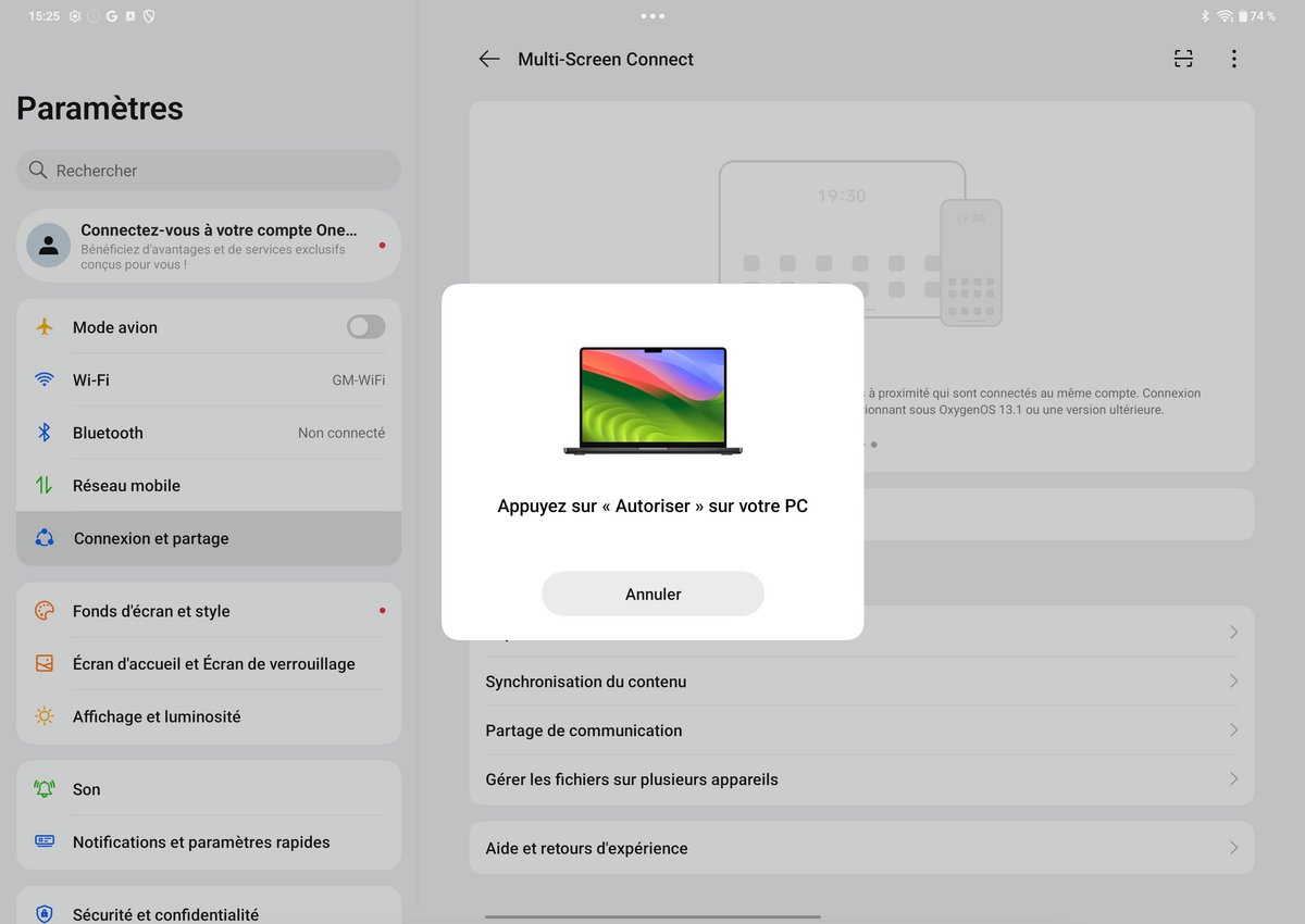 Une app Windows et Mac pour transférer rapidement des fichiers vers ou depuis la OnePlus Pad 3 © Mathieu Grumiaux pour Clubic