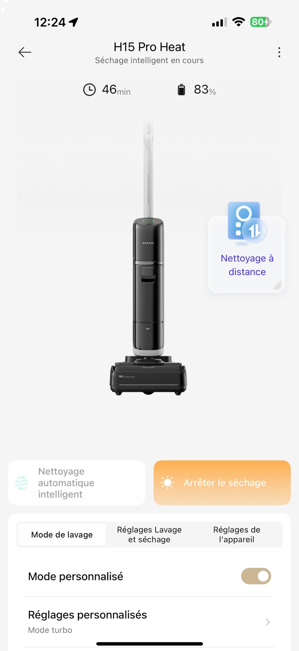 Dreame H15 Pro Heat Démarrage