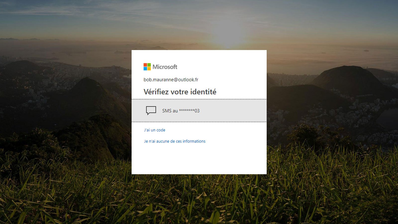 Outlook - Vérification de l'identité