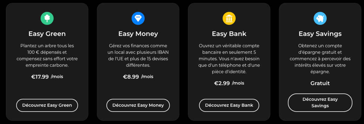 Bunq - Les différentes cartes bancaires