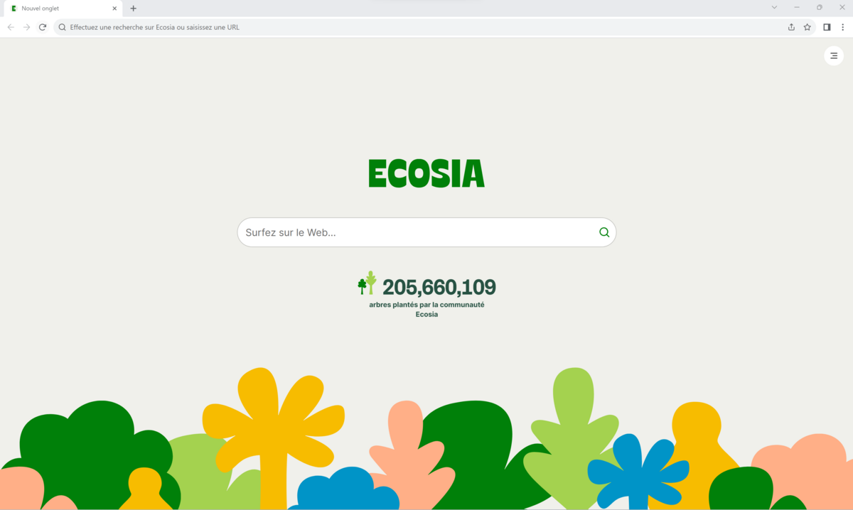 L'interface d'Ecosia. © Ecosia