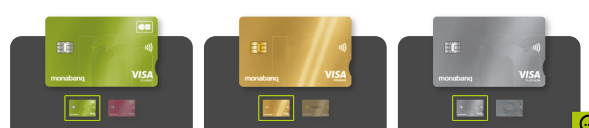 Monabanq - Les différentes cartes bancaires