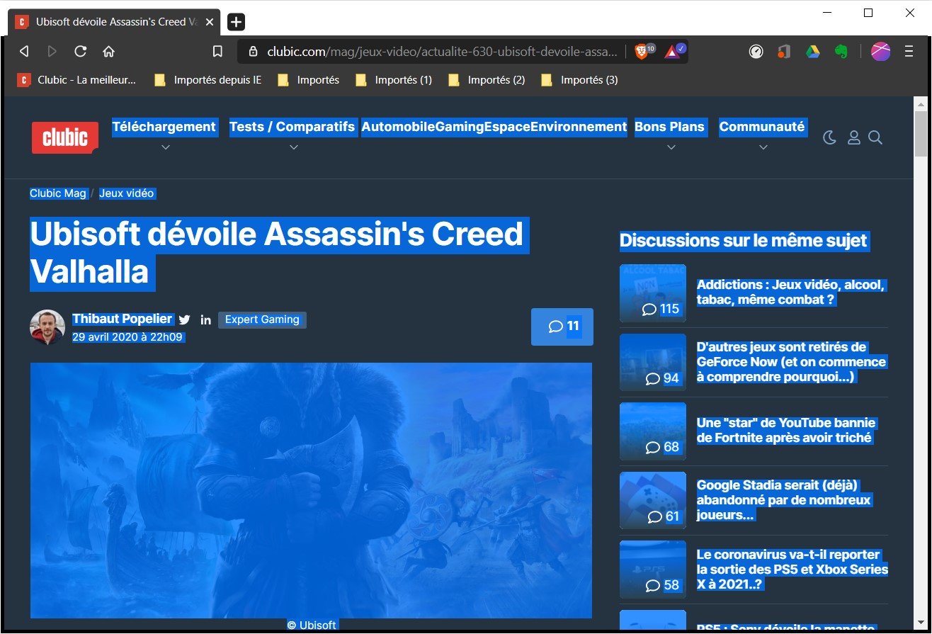 Crtl + A permet de sélectionner le contenu d'une page