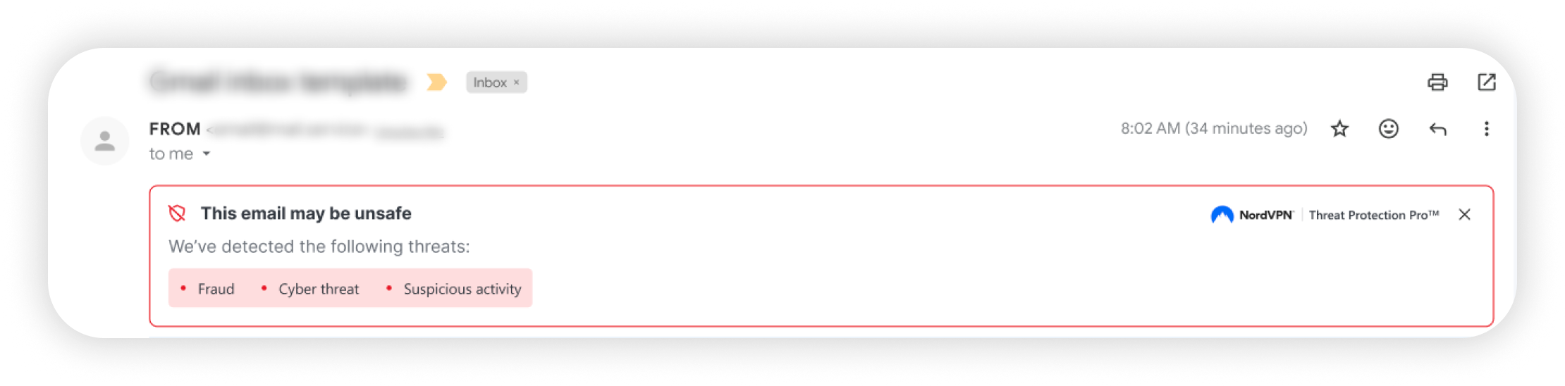 Si NordVPN détecte un lien potentiellement frauduleux dans le mail que vous lisez, il peut désormais vous le signaler et vous inviter à faire preuve de prudence. © NordVPN