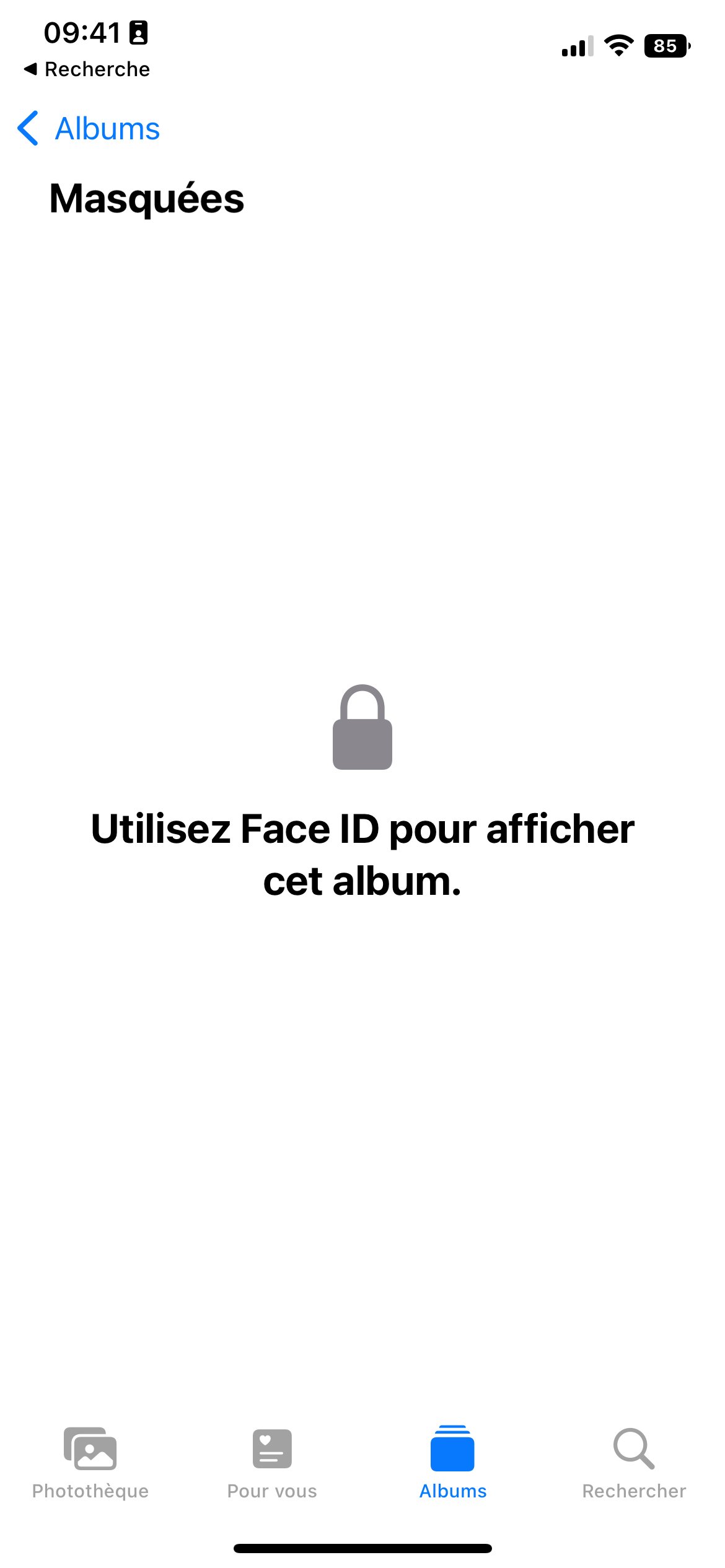 iOS 16 Photos masquées